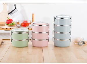 เบนโตะกล่องข้าวสแตนเลสขนาดเล็ก3ชั้นแบบพกพากล่องอาหารกลางวันหลากสีเก็บอุณหภูมิสุญญากาศ - Product Image 4