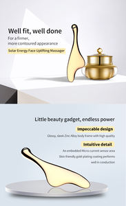 Outil de massage multifonctionnel en or pour gua sha, micro-courant, rouleau facial à deux têtes, outil de massage pour les yeux, 24k - Product Image 4