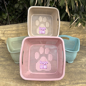 Plastic Cat Paw Storage <b>Baskets</b> <b>Square</b> Hollow With Handles For Home Kitchen Neatening Mixed Colors PP Material - Product Image 3