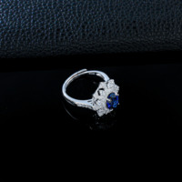 Bague en argent sterling S925 avec saphir ovale de laboratoire, sans nickel ni plomb, motif flocon de neige double, vente en gros de l'usine WANGFU JEWELRY