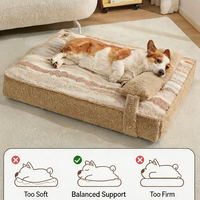 Matelas de luxe rectangulaire pour animaux de compagnie avec oreiller amovible, coussin chaud et lavable pour chiens de petite et moyenne taille, tapis moelleux pour animaux de compagnie en gros