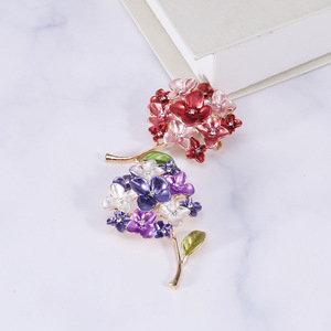 Broche de diamante antiguo para mujer Flor de esmalte púrpura con diamantes de imitación transparentes Estilo de moda para boda o fiesta - Product Image 5