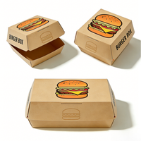 Caja para Hamburguesas de Papel Kraft Desechable, Resistente a la Grasa, para Llevar, Ecológica, Venta al por Mayor, Empaque para Hamburguesas