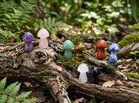 Figurine Champignon en Cristal Naturel en Gros, Mini Statue Champignon Multi-Pierres Précieuses, Pierre de Guérison, Décoration de Bureau à Collectionner