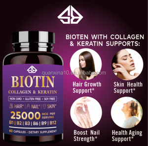 Complément Alimentaire OEM pour Adultes : Soutien Beauté Cheveux, Ongles, Peau - Biotine, Collagène, Kératine, Vitamine B - 60 Capsules - Product Image 2