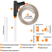 Siphon de nettoyage de gravier pour aquarium, changeur d'eau manuel pour aquarium, pompe à vide, tuyau de nettoyage, outil emballé dans une boîte en plastique