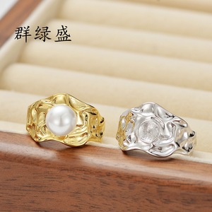 Bague ouverte en argent sterling S925 Qunlvsheng, design floral, bijoux ajustables, unisexe, à porter au quotidien - Product Image 3