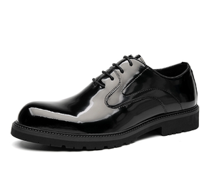 Chaussures habillées pour hommes en cuir noir brillant DFB0924 - Product Image 1