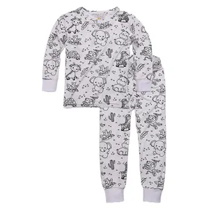 Pyjamas à faire soi-même Ensembles de vêtements pour enfants Filles Garçons Vêtements Princesse Motif pour 3-24 ans Pyjamas à colorier pour enfants avec marqueurs