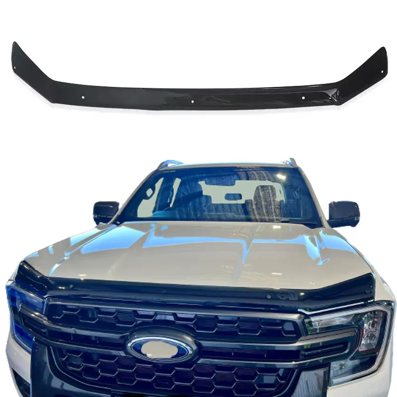 Acrylic Xe Đen Bug Lá Chắn Mui Xe Làm chệch hướng Nắp ca-pô Bảo Vệ Bảo Vệ Bảo Vệ Cho Ford Ranger T9 Wildtrak Xlt Phụ Kiện 2022 2023