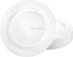 Platos de carga blancos, vajilla de plástico desechable PARA CENA y desierto, libre de BPA, 10,25 pulgadas/7,5 pulgadas - Product Image 2