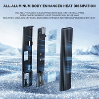 Enclosure HDD Eksternal Tipe C USB3.1 M2 SSD, Aluminium Alloy Hitam, Protokol NGFF untuk Notebook dan Desktop