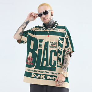 Clothing Manufacturer OEM Garment Oversized Short Sleeve <b>Mens</b> <b>Men's</b> Clothing Streetwear Vintage Custom Polo T Shirts - Product Image 2