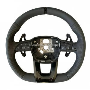 พวงมาลัยหุ้มหนังแบบครึ่งรูสไตล์ <span class=keywords><strong>Sline</strong></span> แบบปรับแต่งได้สำหรับรถ <span class=keywords><strong>Audi</strong></span> <span class=keywords><strong>A1</strong></span> A3 A4 A5 A6 RS6 A7 C6 RS7 B9 8P 8V RS3 RS4 Q5 - Product Image 1