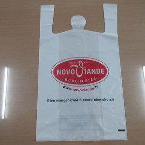 Sacs en T-shirt de haute qualité, matériau recyclé, sac de shopping à soufflet latéral, poignée de type gilet, impression personnalisée - Product Image 6