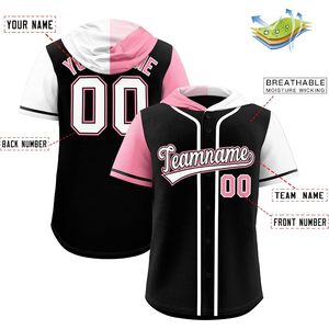 Sweat-shirt à capuche personnalisé pour le baseball, avec boutons, nom, numéro et nom d'équipe, unisexe, adulte, anti-humidité - Product Image 3