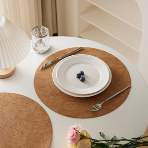 PVC 3D Embossed Round <b>Placemat</b> Eco-Friendly Waterproof <b>Table</b> Mat Bowl Cup Mat - Product Image 1