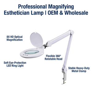 Lampe LED esthétique 5 dioptries lumière du jour 1.75x/2.25x pour salon de beauté, extension de cils, dermatologue, corps et visage, réglable et portable - Product Image 1
