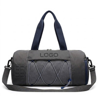 Sac de sport en nylon imperméable personnalisé avec logo, fermeture éclair, séparation sec/humide, poche à chaussures, pour hommes et femmes