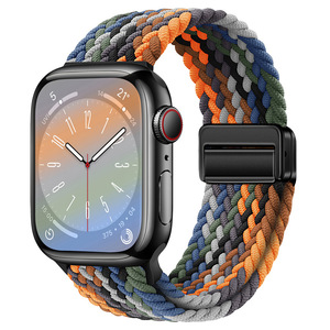 สายนาฬิกาแบบถักพร้อมหัวเข็มขัดแม่เหล็กสำหรับ Apple Watch Series 10 9 8 <span class=keywords><strong>7</strong></span> 6 สายนาฬิกาไนลอนยืดหยุ่น - Product Image 1