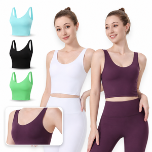 Camiseta Deportiva Corta para Mujer Talla Grande, Transpirable, de Secado Rápido, Elástica, Sin Mangas, de Spandex/Nailon para Gimnasio, Yoga, Correr - Product Image 1