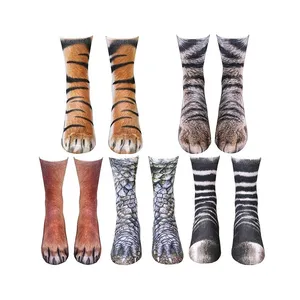 3D打印热升华袜子动物爪子真正的动物脚袜子
