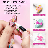 Gel de sculpture 3D non collant, Gel de modelage 5D pour Nail Art, Gelée sculptée effet bonbon, Nude, Paillettes, Solide, Vente en gros