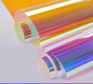 Película de vidrio con efecto de arcoíris de camaleón iridiscente holográfico, calcomanía decorativa DIY para fiesta de Navidad, <span class=keywords><strong>manualidades</strong></span> de <span class=keywords><strong>papel</strong></span> decorativas para el hogar - Product Image 1