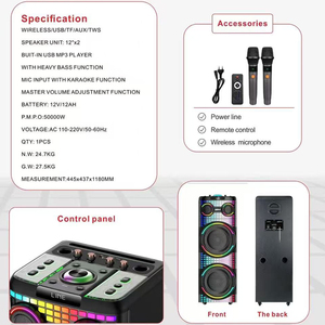 Altavoz DJ Doble de 12 Pulgadas, Altavoz TWS de Gran Potencia con Doble Micrófono Inalámbrico GD-2139 para Fiestas, Exteriores y Hogar - Product Image 5