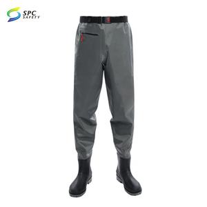 Léger jaune Nylon respirant imperméable Bootfoot Wading pantalon taille Wader pantalon pêche Wader pour hommes femmes avec des <span class=keywords><strong>bottes</strong></span> en PVC - Product Image 3