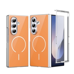 Étui de téléphone magnétique avec panneau arrière en verre tendance pour Samsung Fold 8 3 4 5 6 7 avec protection d'écran avant, placage antichoc - Product Image 1