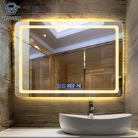 Miroir Mural LED Bluetooth avec Éclairage Avant et Arrière, Commande Tactile, Affichage de l'Heure, Anti-Buée pour Coiffeuse, Hôtel, Salle de Poudre, Vente en Gros