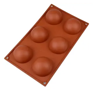 Large 6 Holes Round Silicone Baking Mold Diy Semi Sphere Cake Baking Tool Silicone Chocolate Cake Mold