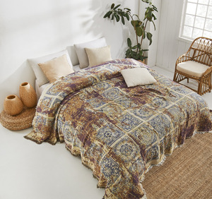 Stylish Design 100% Cotton Blanket Jacquard Throw 230x260cm 90x102inch Jacquard Collection Blanket Bedspread - Product Image 4