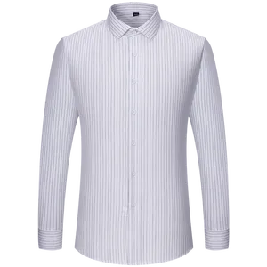 Camicia da <span class=keywords><strong>uomo</strong></span> <span class=keywords><strong>Slim</strong></span> <span class=keywords><strong>Fit</strong></span> a maniche lunghe a righe Casual da ufficio elasticizzata senza rughe in filato traspirante Anti-Pilling tinto per la primavera - Product Image 6