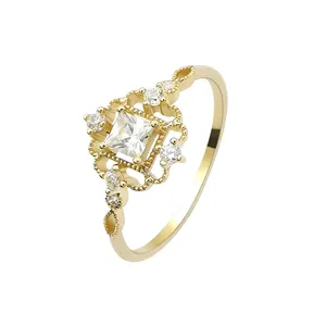 Fine Jewelry 9k Ring Women Finger Ring fasce o anelli di fidanzamento regalo in oro vendita diretta in fabbrica zircone Stone 9K Real 2 Pcs 7 #