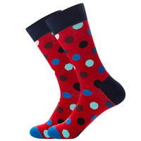 Chaussettes Jacquard en Coton 200N à Grands Pois Colorés avec Poignets Contrastants, Motif à Pois Multicolores, Style Business Décontracté Vintage pour Hommes