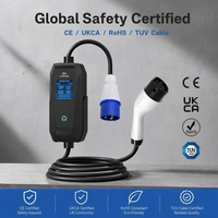 Chargeur EV portable 7 kW Type 2 avec câble de 3 m, écran LCD, boîte de charge pour véhicule électrique pour les voyages et le camping