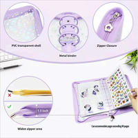 Nouvelle mode, classeur à 5 anneaux en PVC transparent avec paillettes laser, classeur A6 à motif d'étoiles laser, album photo transparent détachable
