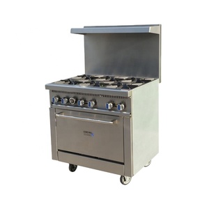 Acero inoxidable 36 "Gama de gas 6 Quemadores Cocina de gas comercial con 1 Hornos de convección - Product Image 1