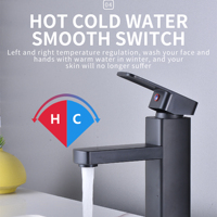Robinet de lavabo moderne à poignée unique en acier inoxydable et plastique ABS, cartouche en céramique, mélangeur d'eau chaude/froide pour salle de bain, salon