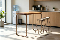 Table haute moderne pour bar, table de comptoir, structure en métal robuste, plateau en bois, 6 places, pour bar à domicile, cuisine, café, bistrot