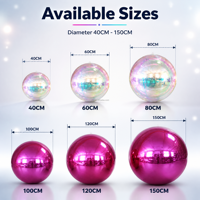 Ballon gonflable chromé miroir coloré en PVC, taille personnalisée, ballon publicitaire réfléchissant, décoration de fête de Noël