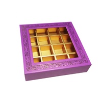 Luxe personnalisé feuille chaude Logo fait à la main magnétique violet papier de qualité alimentaire emballage cadeau boîte de chocolat avec fenêtre