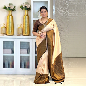 Collection de Saris Kubera Pattu en Tissu Tissé, Magnifiquement Conçus au Sud, avec Bordure Richement Ornée de Jacquard et de Pallu, et Blouse en Soie Douce - Product Image 1