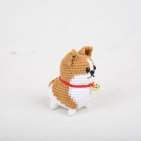 Porte-clés en crochet fait main super mignon motif chien Corgi, breloque pendentif pour sac, vente en gros