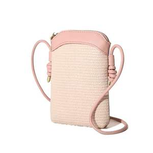 New PU Leather <b>Straw</b> Plaited Crossbody Phone Wallet <b>Bag</b> <b>for</b> Women - Product Image 4