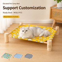 Cama Elevada para Gatos OEM con Marco de Madera, Hamaca para Mascotas, Desmontable, Lavable, Transpirable, Refrescante, Portátil, Plegable, Cama de Camping para Gatos y Perros