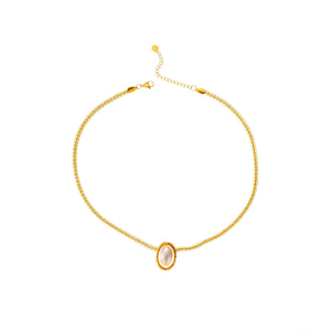 Collar con Colgante Elegante de Acero Inoxidable 316L con Baño de Oro PVD, Resistente y Sostenible, con Dije de Perla Ovalada - Product Image 2