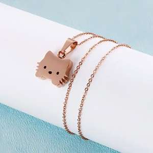 Nouveau collier pendentif chat mignon de dessin animé, simple et ludique, avec petite fleur, chaîne de clavicule, collier personnalisé - Product Image 4